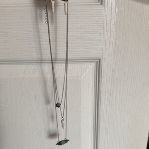 Paparazzi Silver Necklace with Turquoise and White Charms